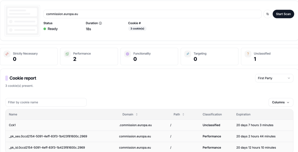 Privacy Scanner for Cookies