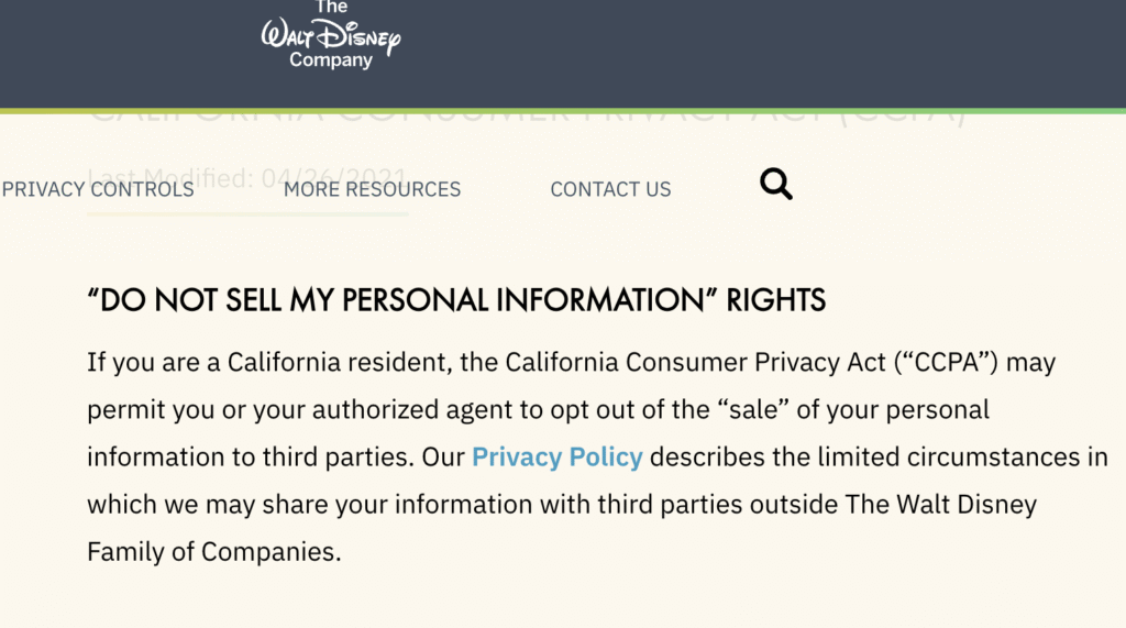 DNMSI Example on Walt Disney Website