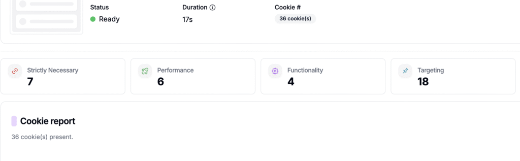 Cookie Report from CaptainCompliance's Scanner