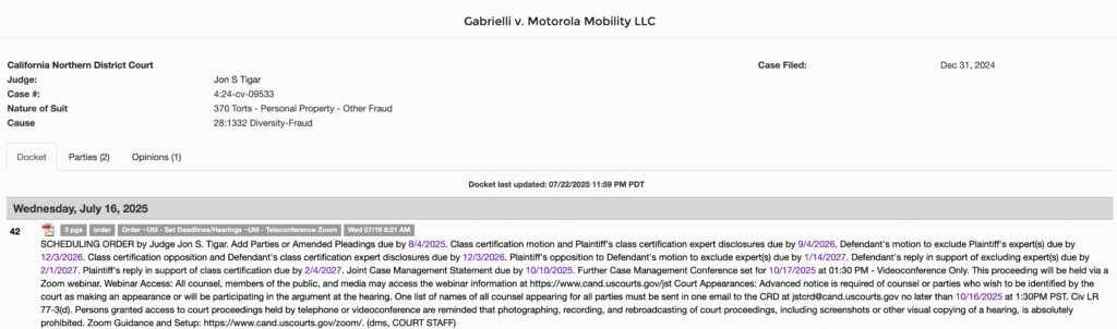 Gabrielli v. Motorola Mobility LLC privacy lawsuit