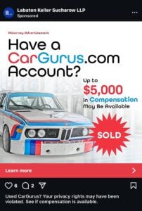 Lawsuit against CarGurus.com for data privacy claim