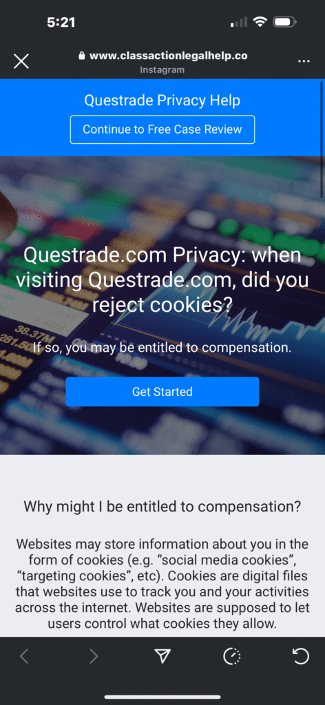Questrade.com Data Privacy Lawsuit