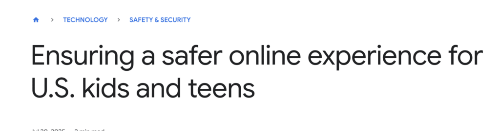 Google Ensuring Safety for Kids