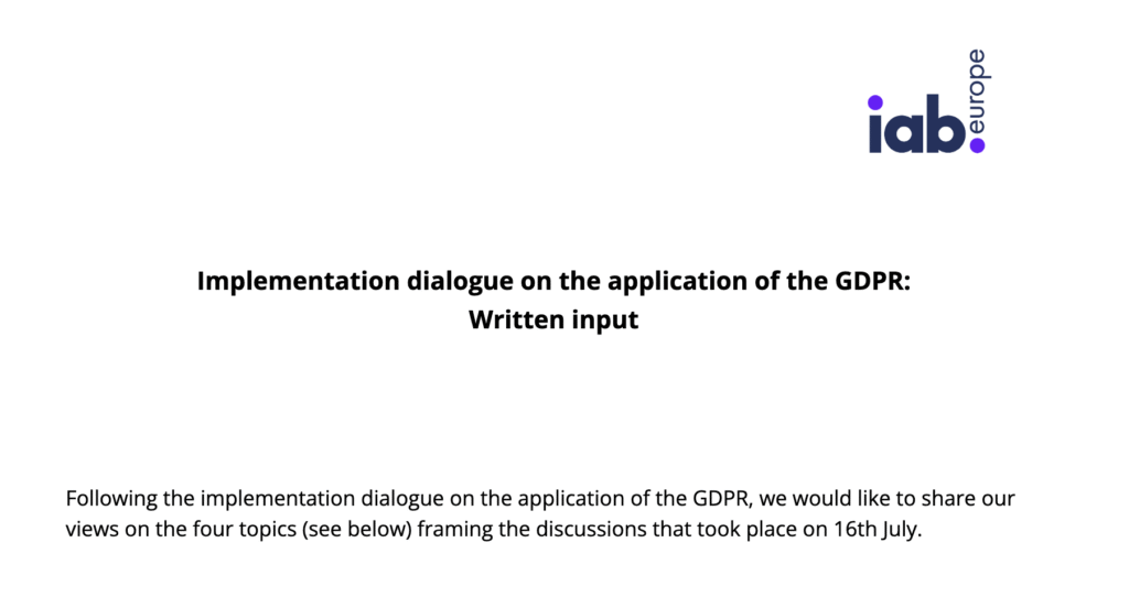 IAB implementation dialogue on the application of the GDPR