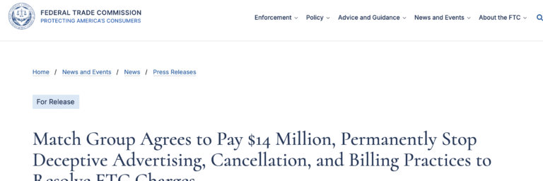 Match Group’s $14M FTC Settlement: Dark Patterns, Subscription Deception, and What It Signals for Data Privacy