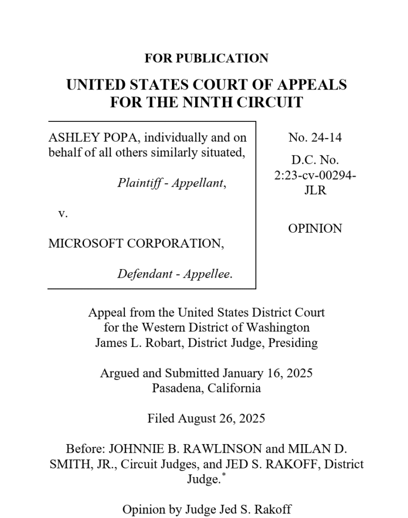 Popa vs Microsoft WESCA Lawsuit