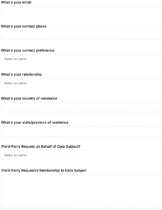Options for a DSAR Form