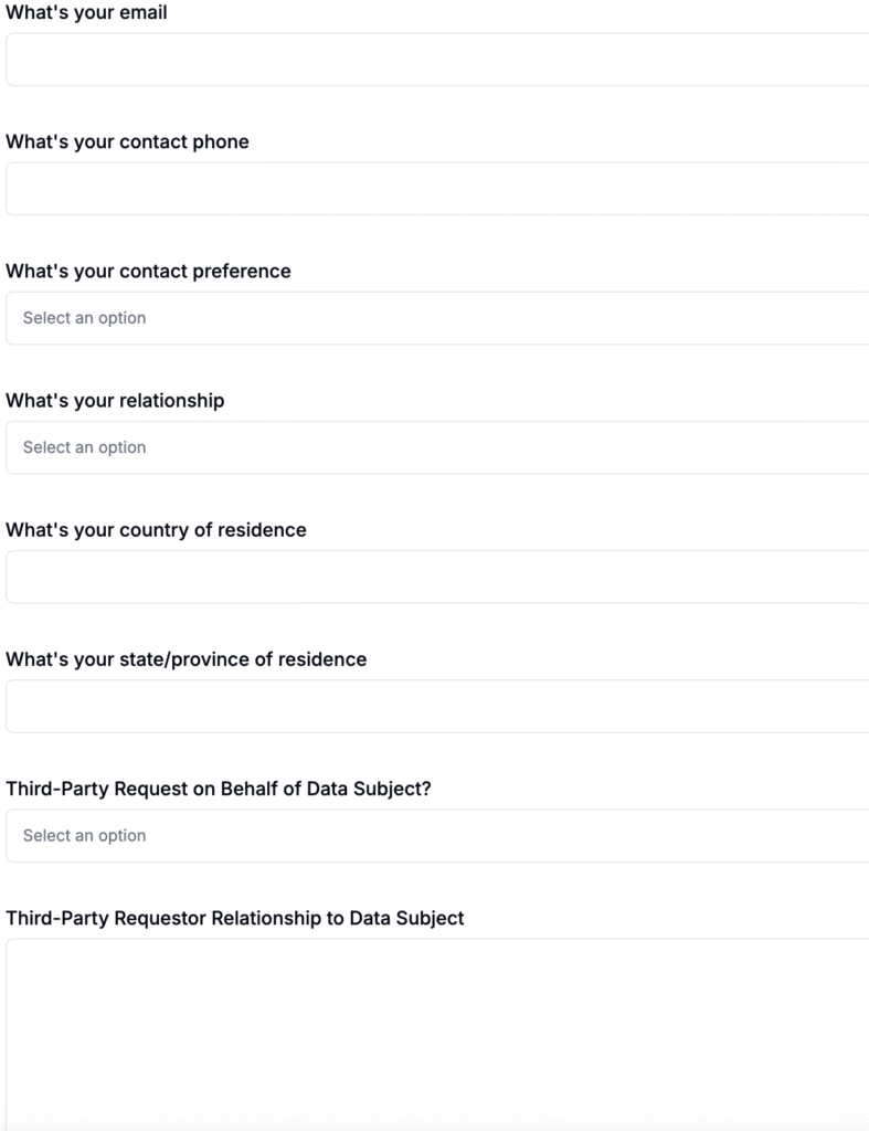 Options for a DSAR Form