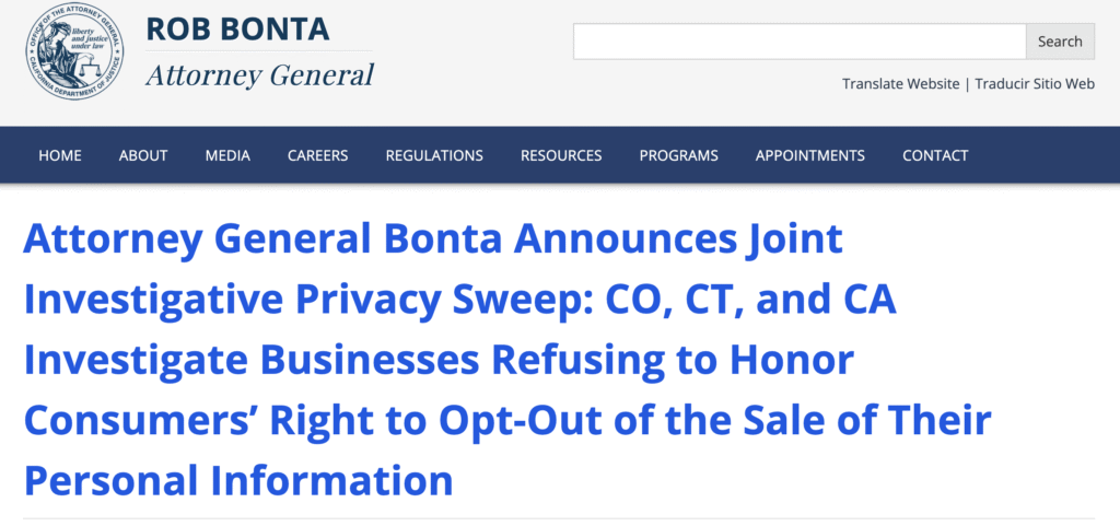 Attorney Generals Going After Global Privacy Control Violators