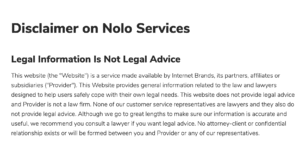 Disclaimer from NOLO Legal Site