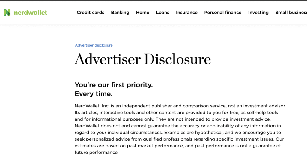 Nerdwallet disclaimer