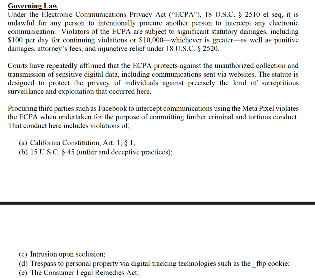 Example of Shay Legal Privacy Lawsuit Claims