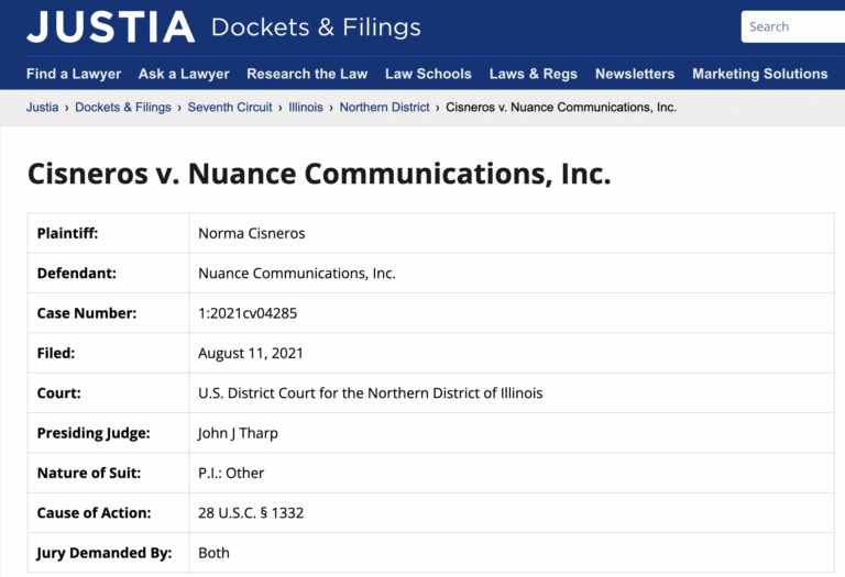 Nuance Communications involved in Data Collection Violation: The Cisneros BIPA Lawsuit and the Battle Over Voice Privacy