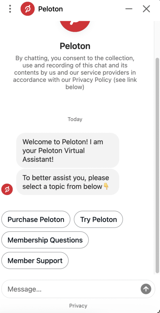 Peloton Chatbot Privacy Lawsuit