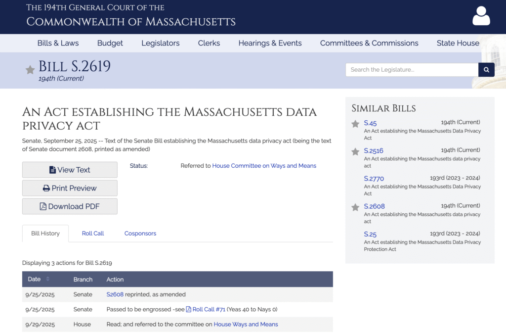 Massachusetts Data Privacy Act Full Bill
