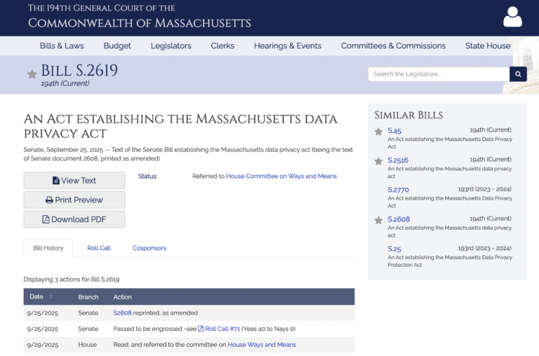The Massachusetts Data Privacy Act (S.2619/H.4746)