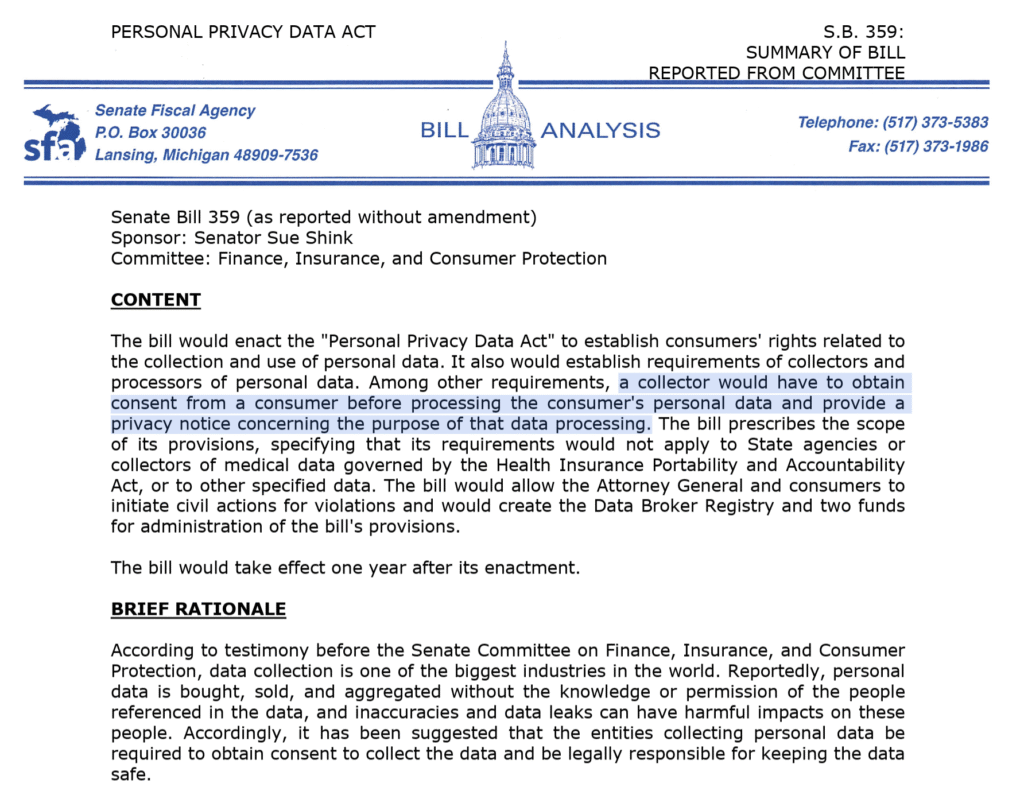Text for Michigan’s Personal Data Privacy Act