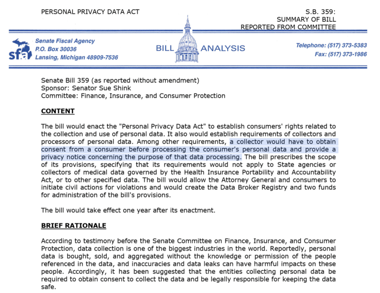 Michigan’s Personal Data Privacy Act (SB 359/SB 659)