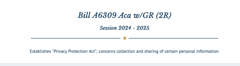New Jersey Assembly Bill A6309: The Privacy Protection Act