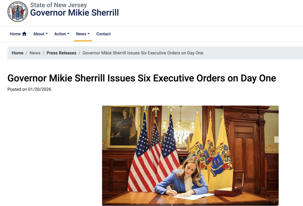 Governor Mikie Sherrill Issues Six Executive Orders on Day One
