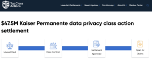 $47.5M Kaiser Permanente data privacy class action settlement