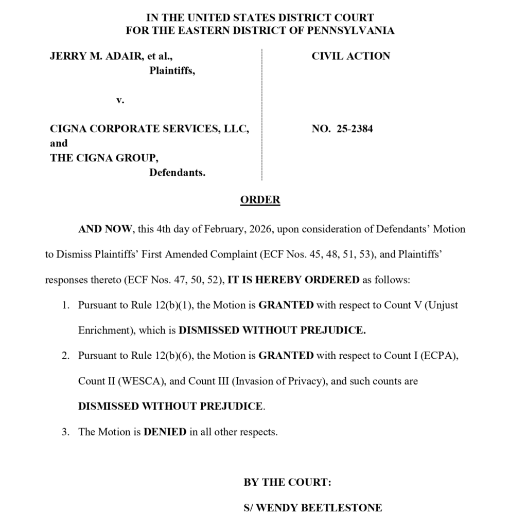 Judges decision in WESCA wiretapping privacy case