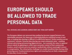 EUROPEANS SHOULD BE ALLOWED TO TRADE PERSONAL DATA