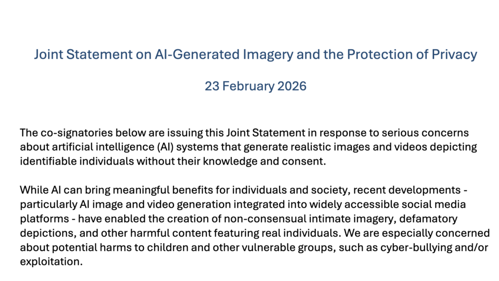 Joint Statement on AI-Generated Imagery and the Protection of Privacy