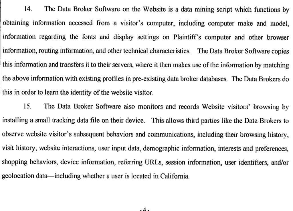Databroker CCCDAFA Privacy Suit Information
