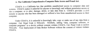 CDAFA Privacy Lawsuit Complaint