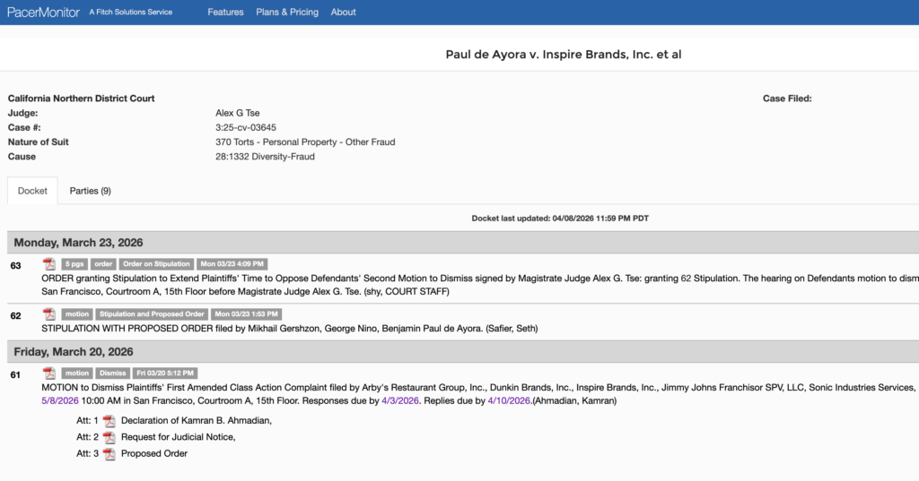 Paul de Ayora v. Inspire Brands, Inc. et al