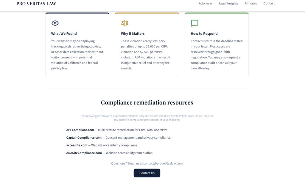 Pro Veritas Law Privacy and Compliance Law Firm for consumers