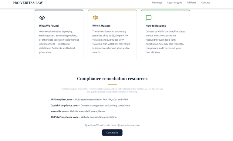 Pro Veritas Law LLP Privacy and Compliance