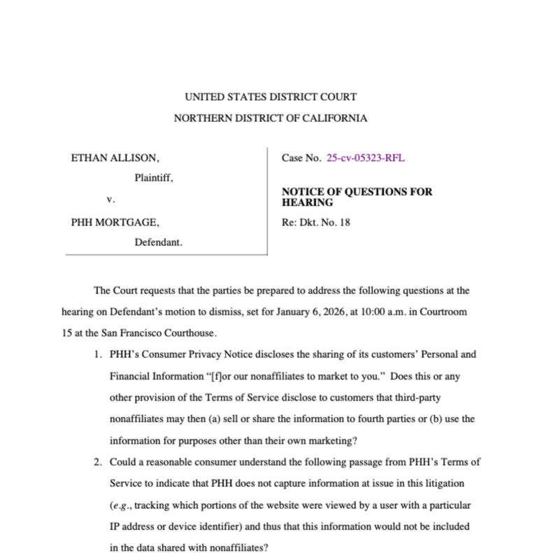 Allison v. PHH Mortgage: The Ruling That Just Made Tracking Pixels a CCPA Problem