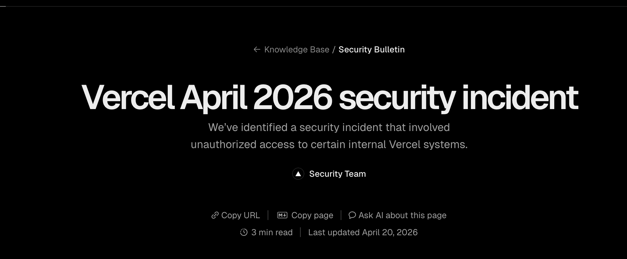 Vercel Cyber Hack and Data Breach