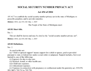 Michigan Social Security Data Protection Act
