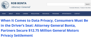 CalPrivacy Fines 12.75 million to GM