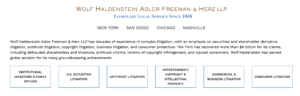 Data Protection Litigation Firm Wolf Haldenstein Adler Freeman & Herz
