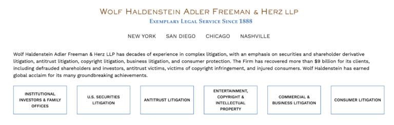 Wolf Haldenstein Adler Freeman & Herz LLP: Data Privacy Class Action Law Firm
