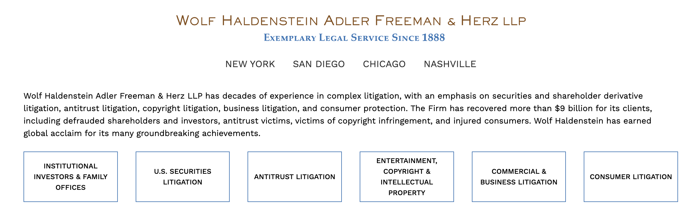 Data Protection Litigation Firm Wolf Haldenstein Adler Freeman & Herz