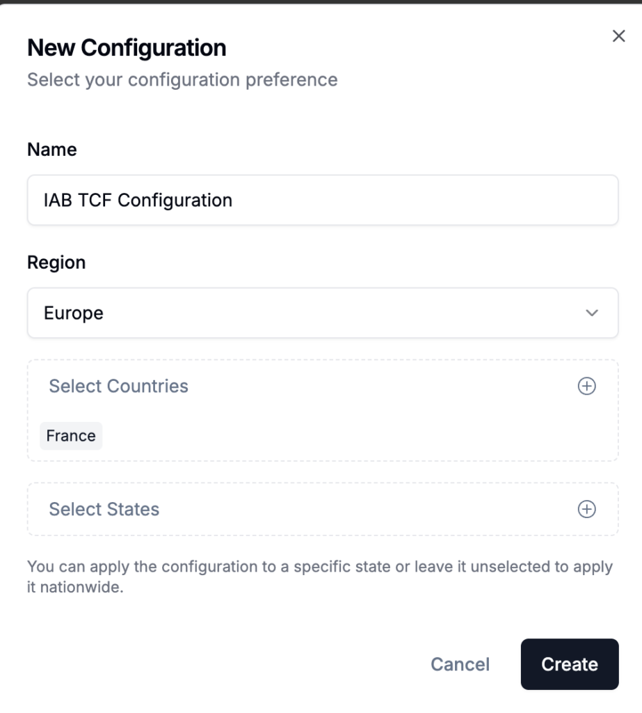 IAB Europe Configuration for TCF