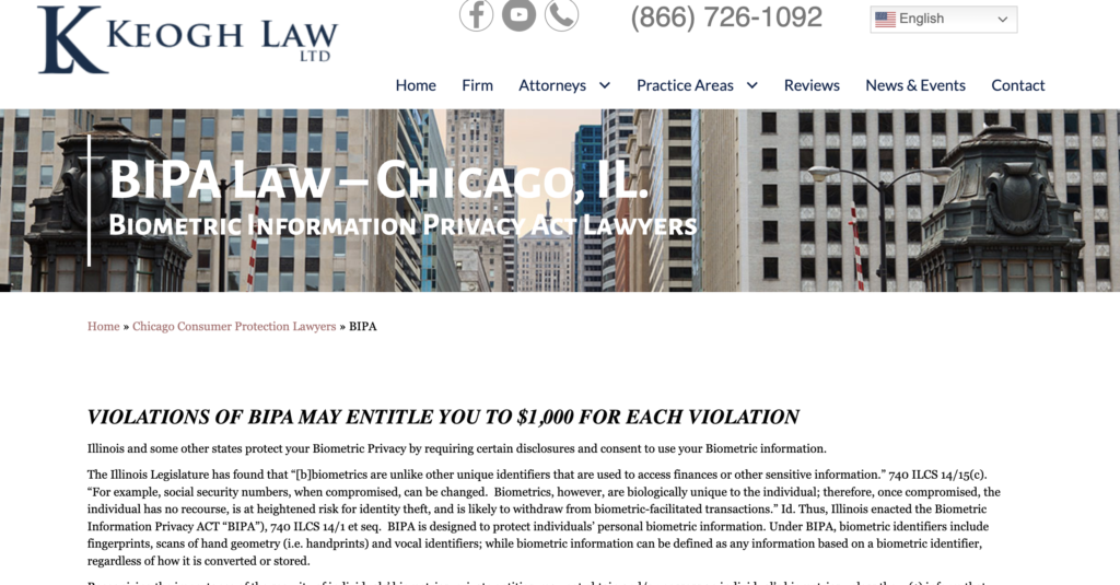 Keogh Law BIPA Privacy Lawsuits