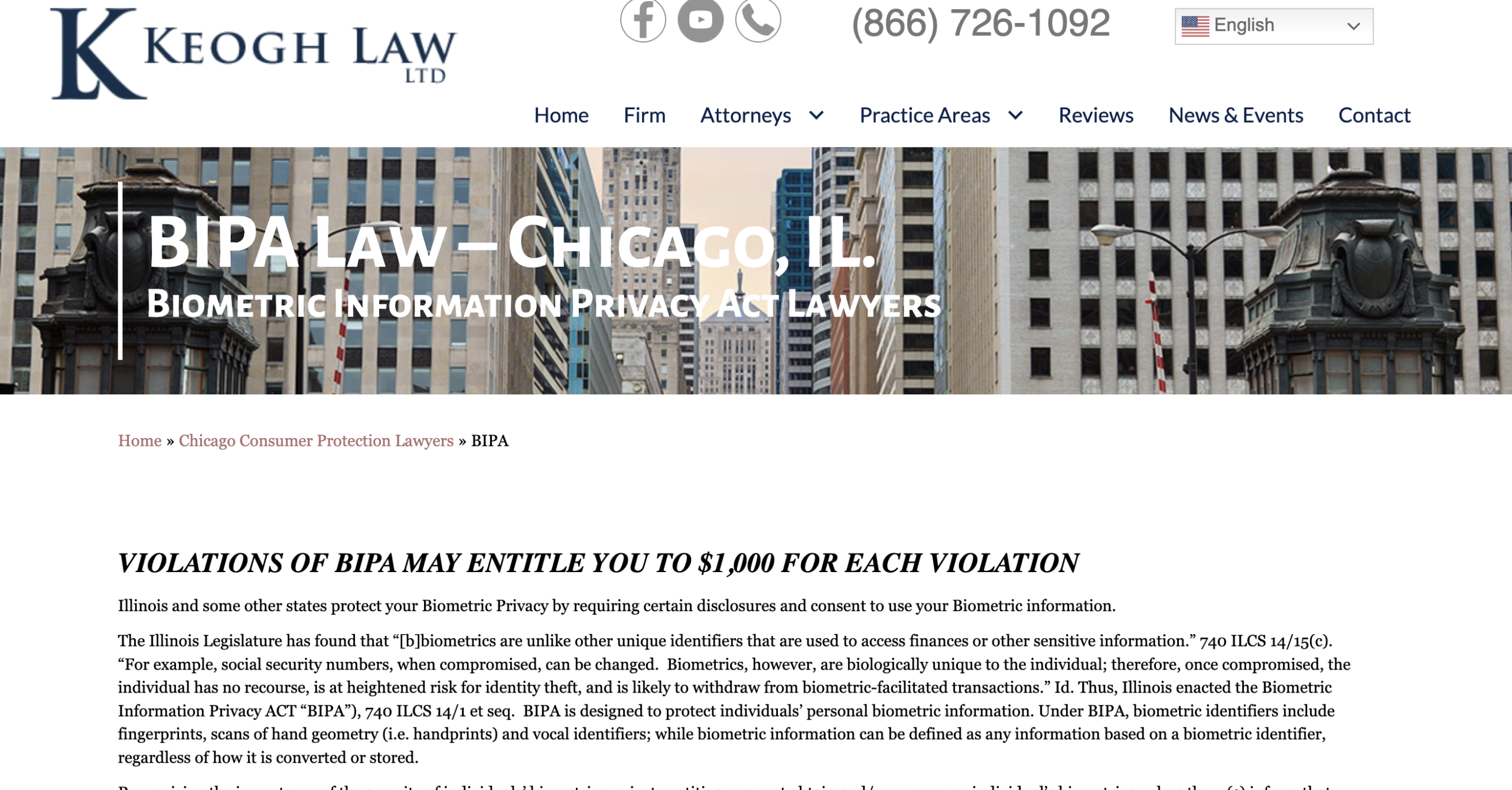 Keogh Law BIPA Privacy Lawsuits