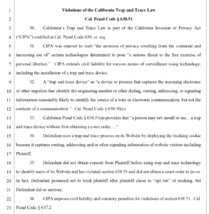 Onetrust lawsuit demand letter about CIPA