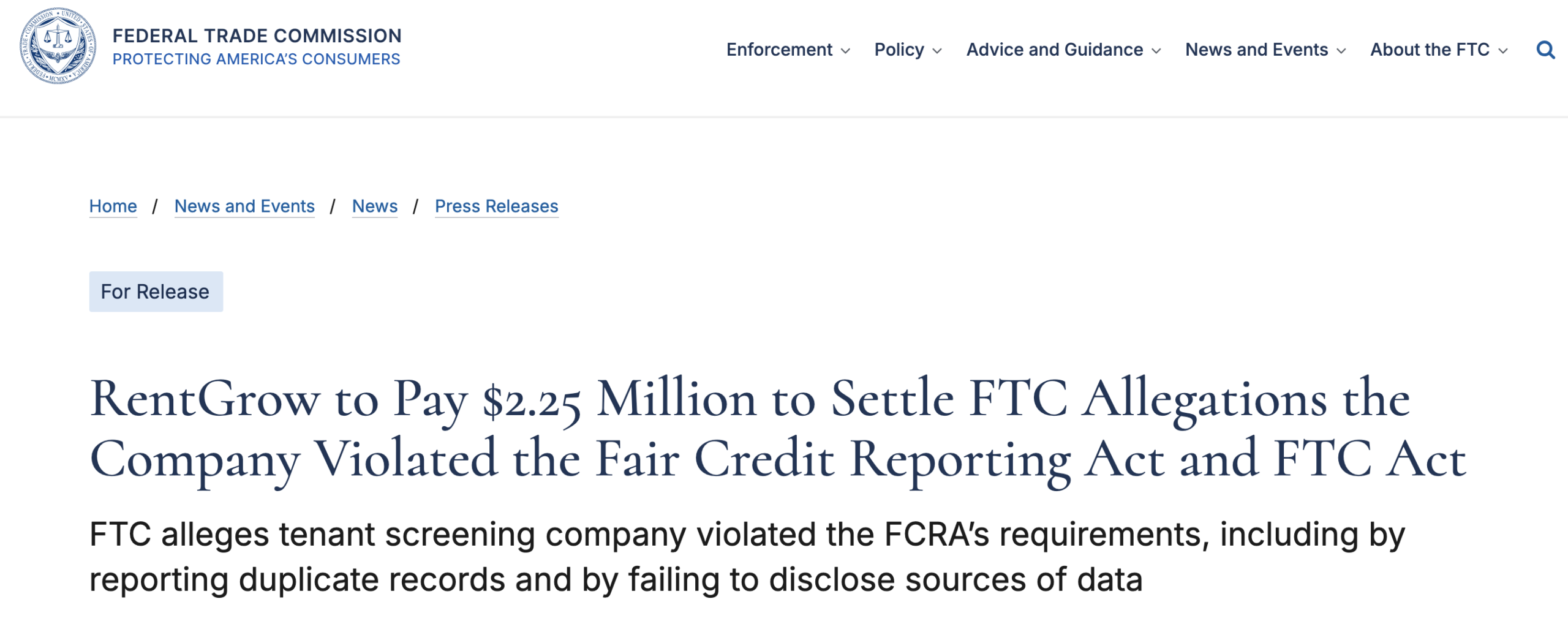 RentGrow's $2.25 Million FCRA Settlement
