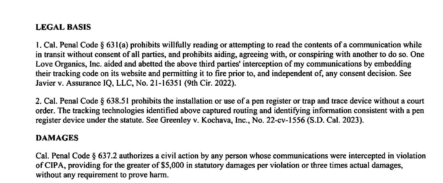 CIPA Lawsuit from Robert Bell California