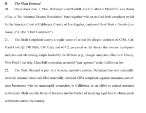 Vivek Shah Ovaida Law CIPA Case