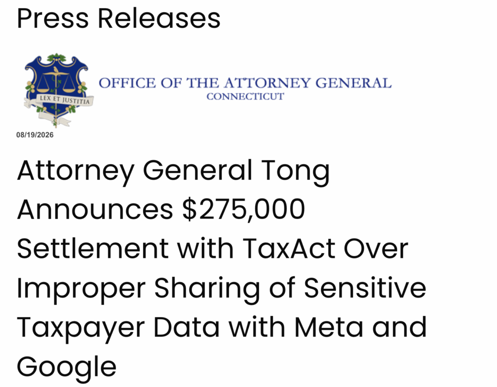 TaxAct CT. Data Privacy Fine