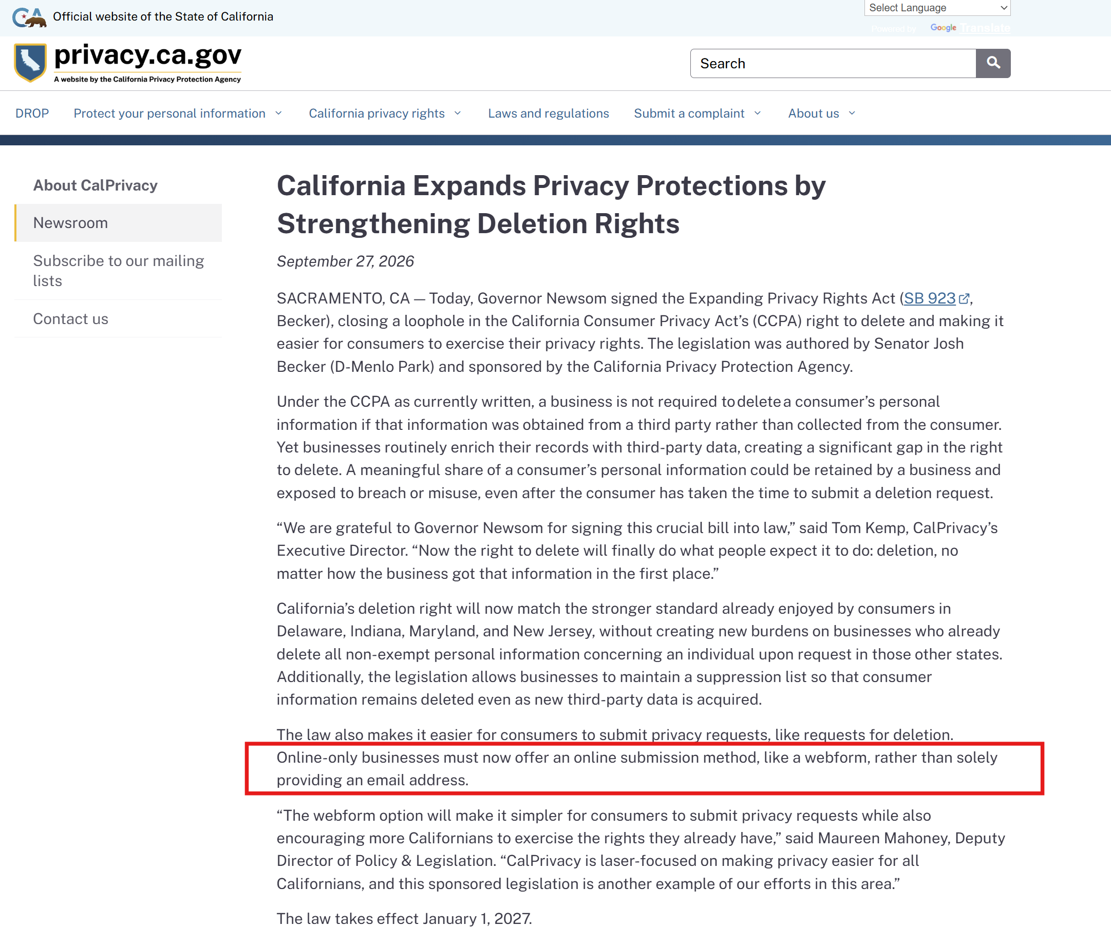 CalPrivacy New Laws for CCPA
