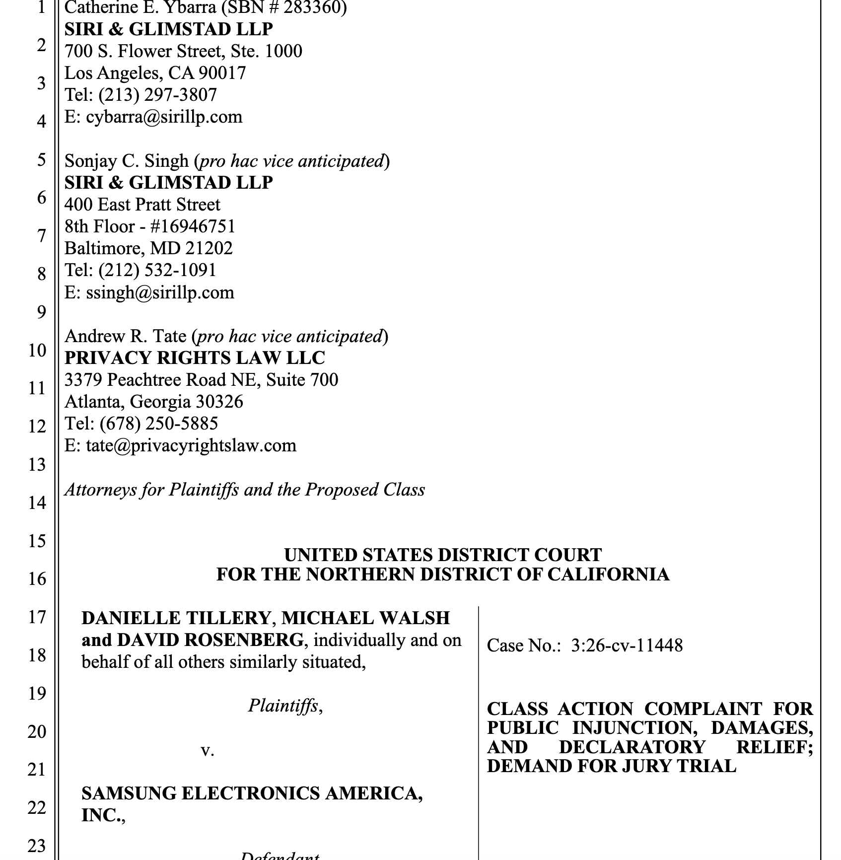 Samsung Data Privacy Lawsuit in Texas Siri and Andrew R Tate